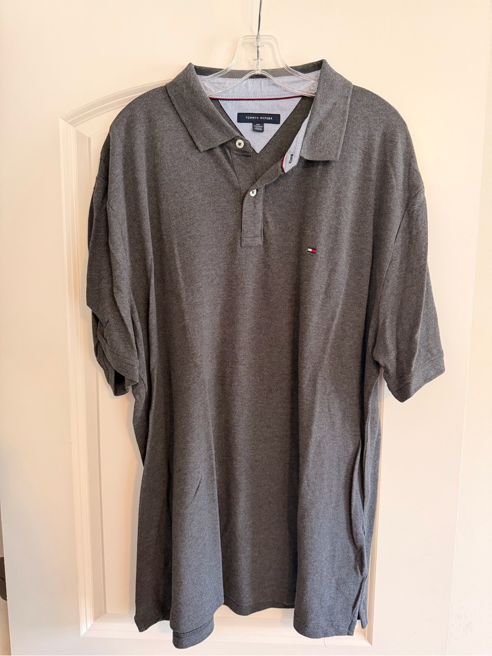Tommy Hilfiger Men's Charcoal Gray Polo with Flag Logo